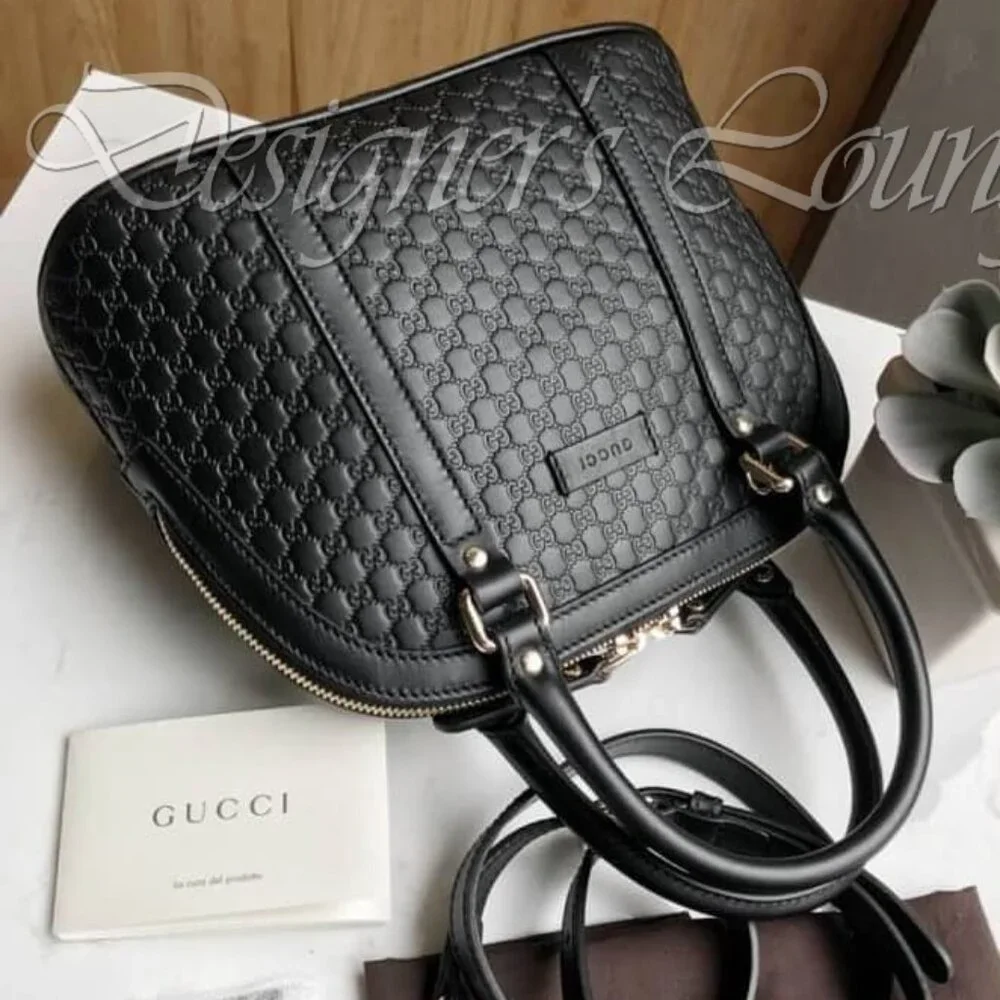 NEW GUCCI MicroGuccissima GG Crossbody Black Leather Dome Bag Small $1,950